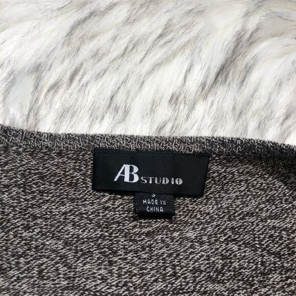 AB Studio Gray Open Waterfall Drape Bohemian Boho Cardigan Sweater - Picture 4 of 7